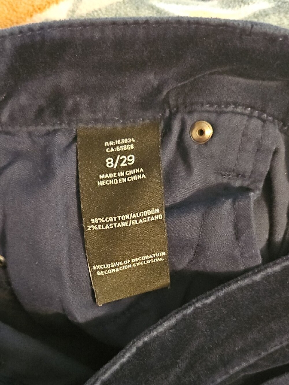 Well Worn Navy Straight Leg Velvet Pants - Picture 4 of 4